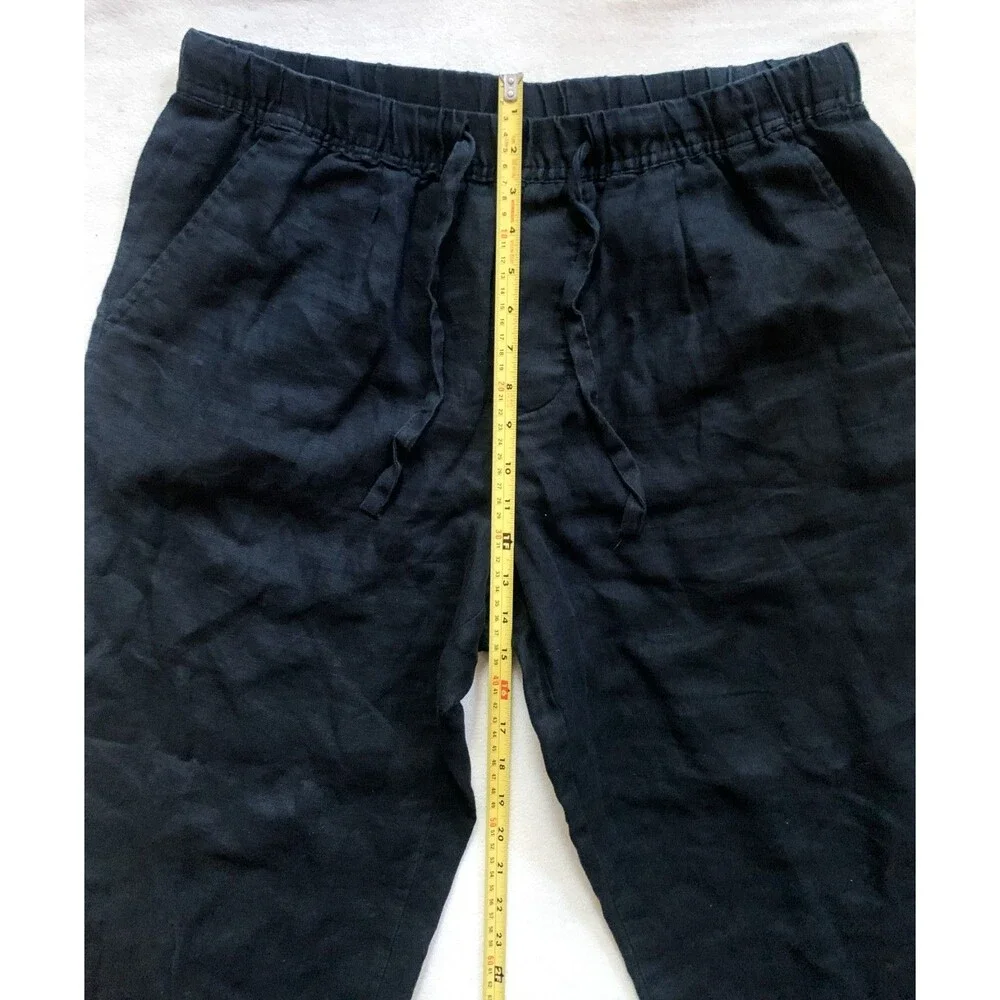 Zara Women's 100% Linen Trousers in Black With 4 Pockets Sz L